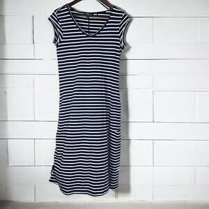Toad & CO Cap Sleeve blue striped long dress-Size M